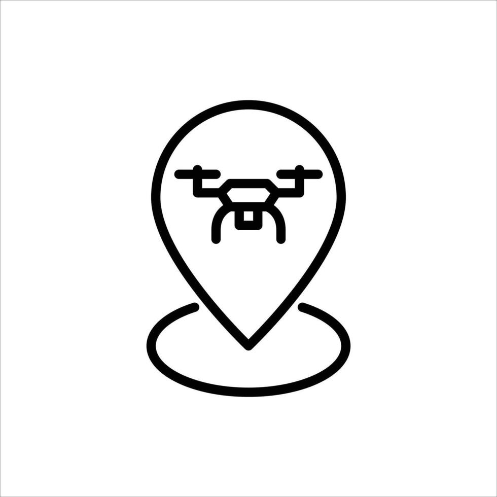 Drone Tracking outline icon, Drone Location black line illustration vector