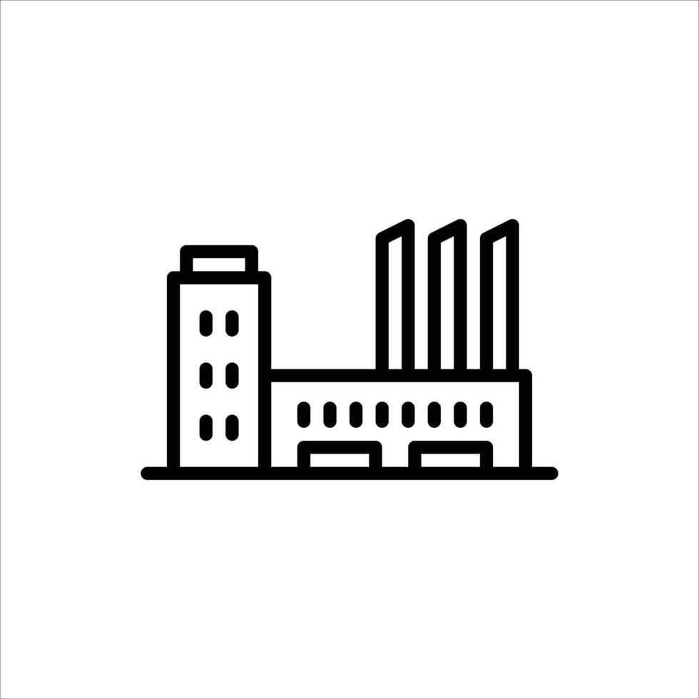 factory building outline icon, factory black line illustration. vector