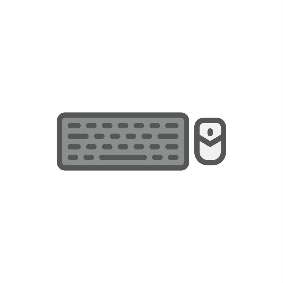 Keyboard and Mouse filled outline icon. gaming color line illustration. vector