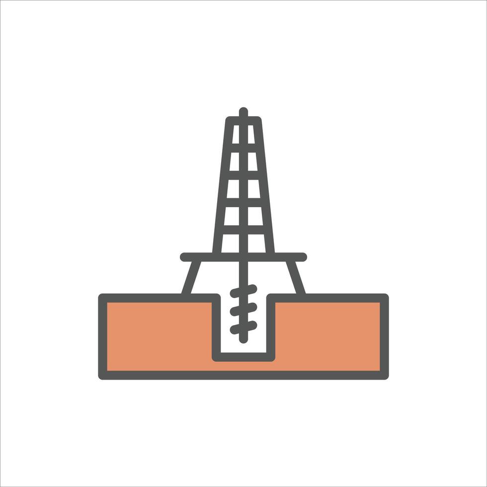 Drilling Rig filled outline icon, Drilling Rig color line illustration. vector
