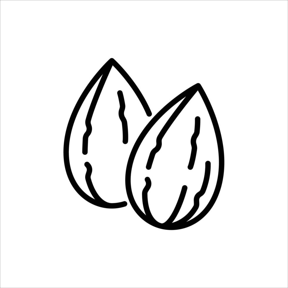 Almond outline icon. Almond black line illustration. vector