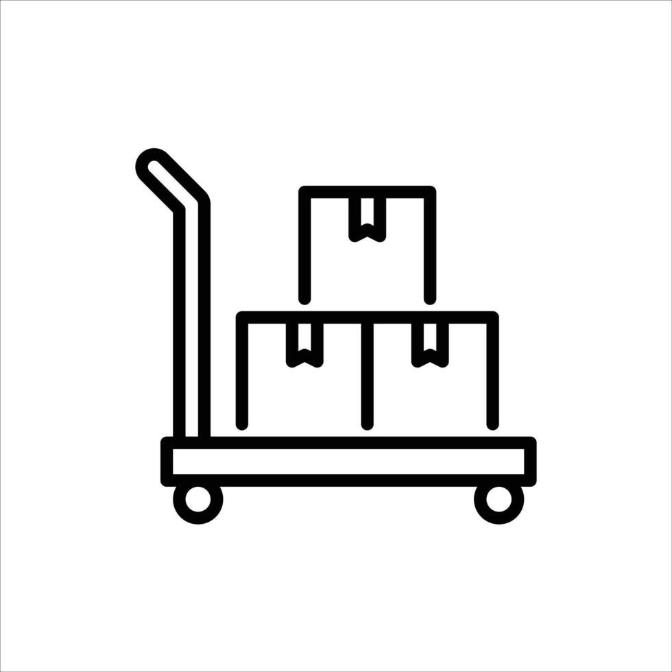 trolley outline icon. trolley black line illustration. vector