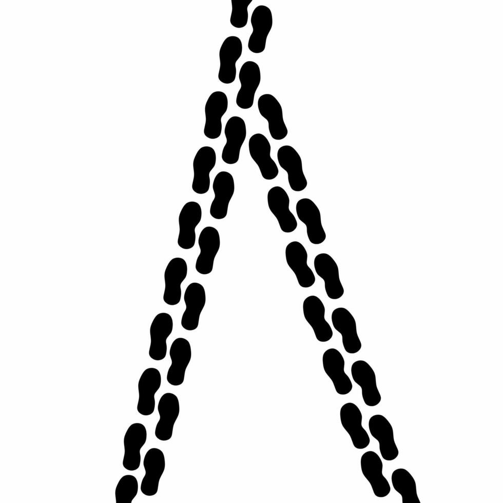 footprints with shoes on a white background. Footprints from sneakers. Silhouette of hiking, walking and health banners. vector