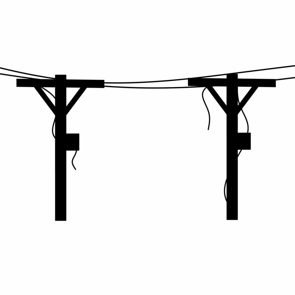 High voltage electric pole on white background. Suitable for electric power symbols and electric shock warning logos. vector