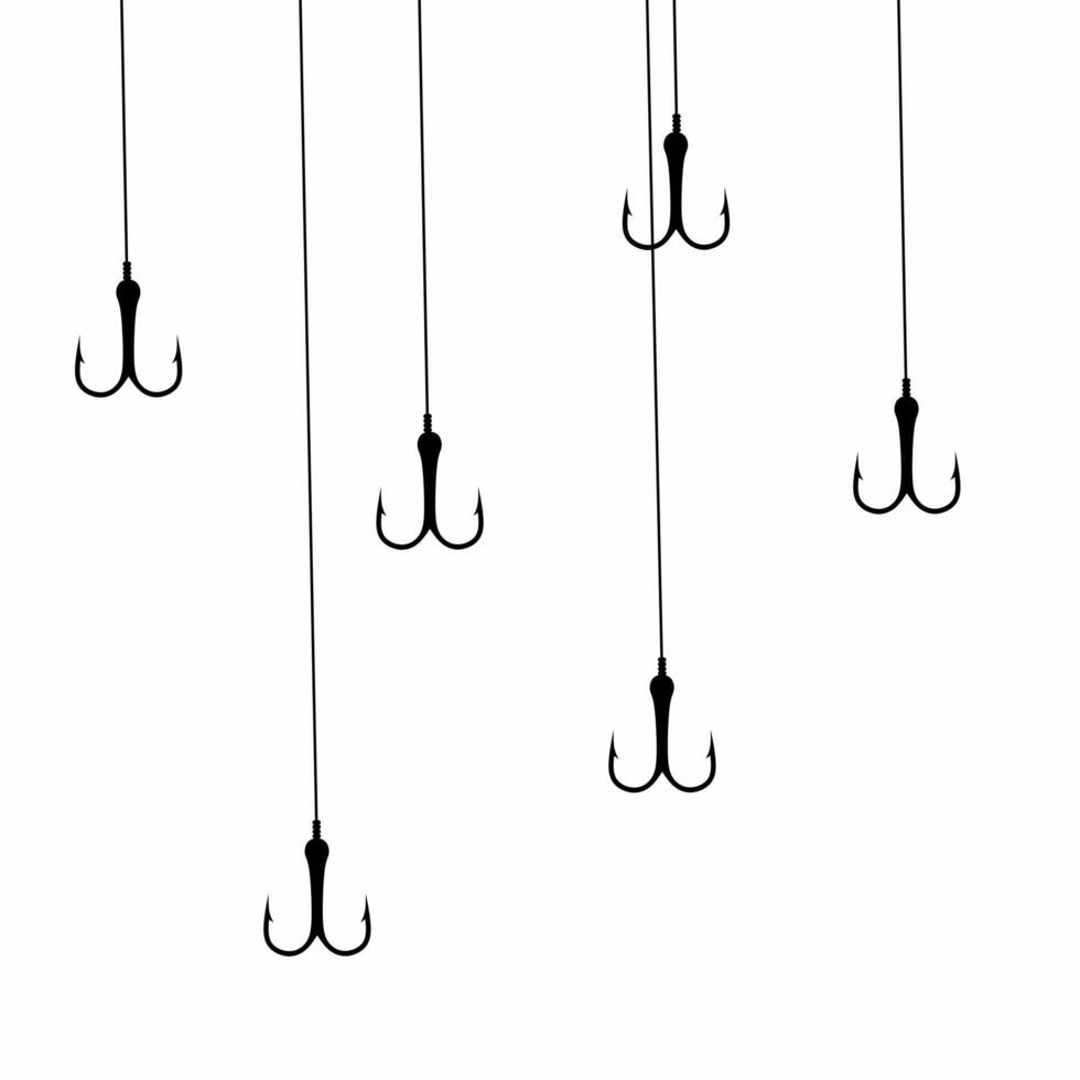 Fishing hook lowered into the water. Concept of catching fish in the water. illustration vector