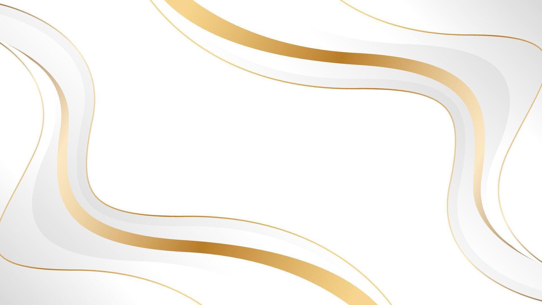 Minimalist white and gold luxury wave background. Abstract wallpaper vector
