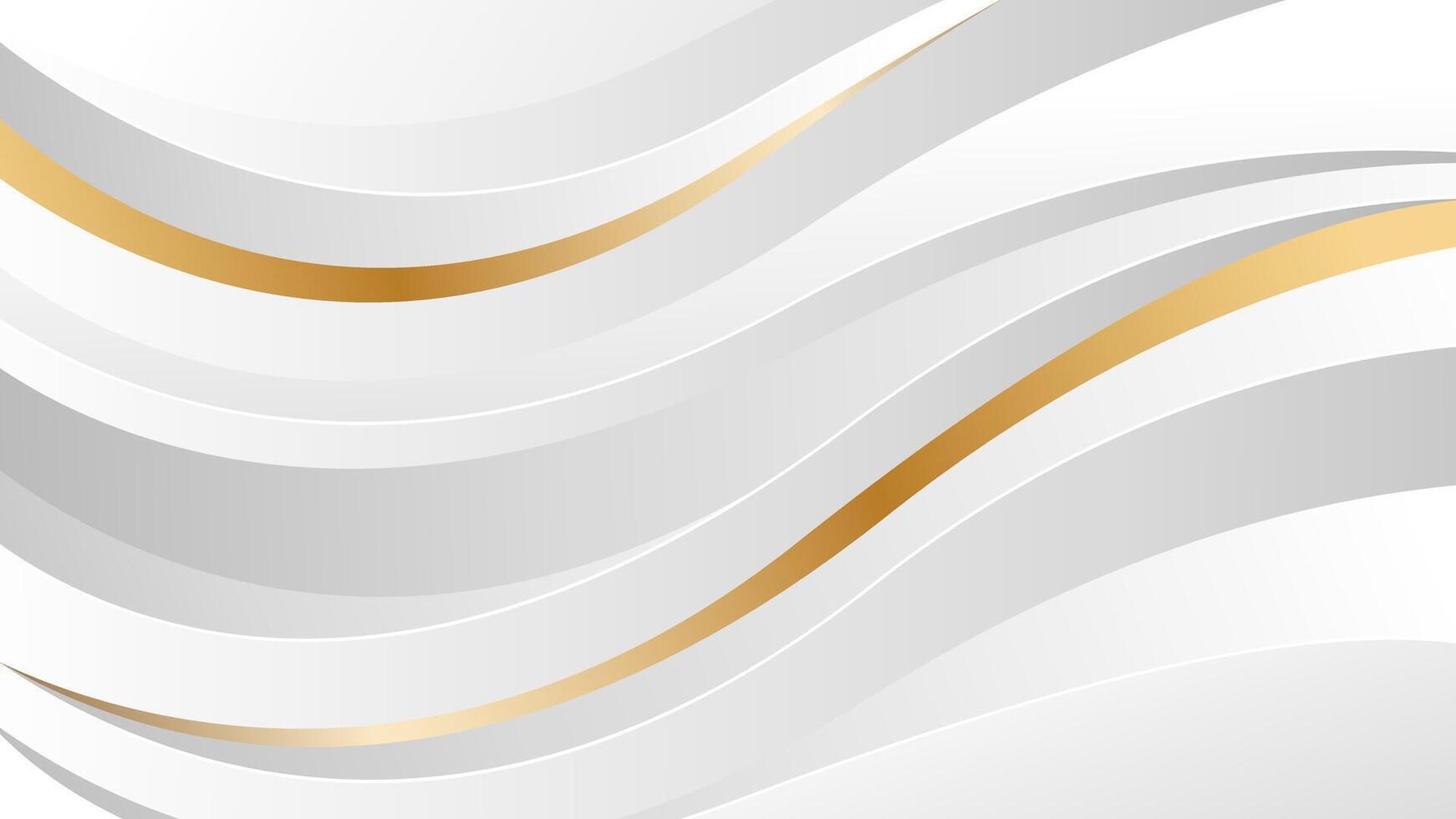 Elegant abstract white-gray and gold luxury wave background. Premium design vector