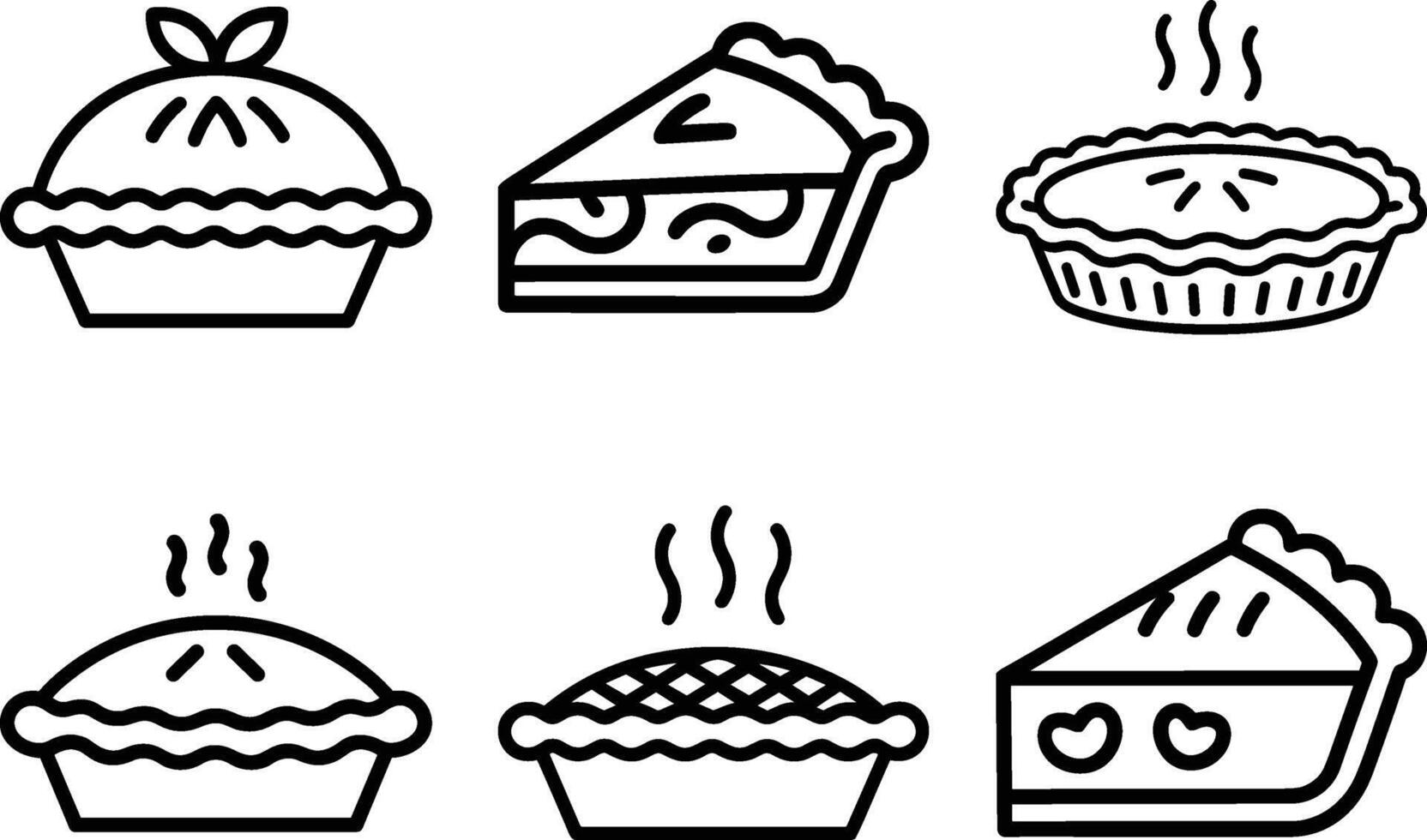 Apple Pie Set - Thanksgiving Line Art Illustrations of Holiday Desserts vector