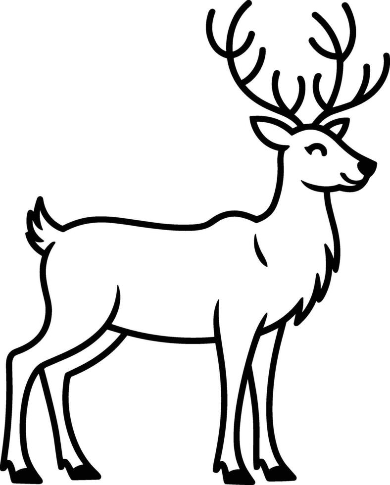 Smiling Reindeer Line Art - Cute Minimalist Deer Outline for Christmas vector