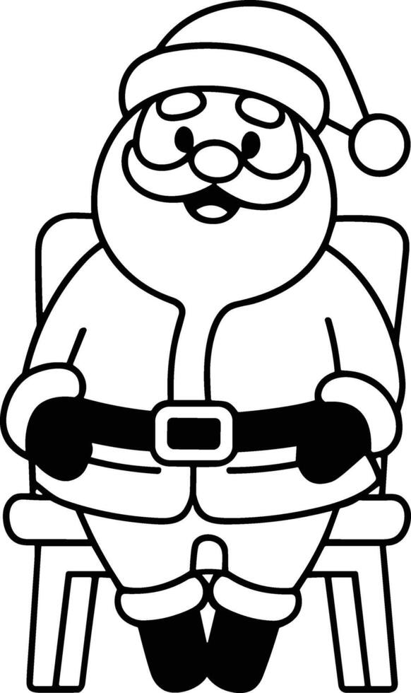 Santa Claus Sitting on Chair Line Art - Christmas for Coloring and Crafts vector