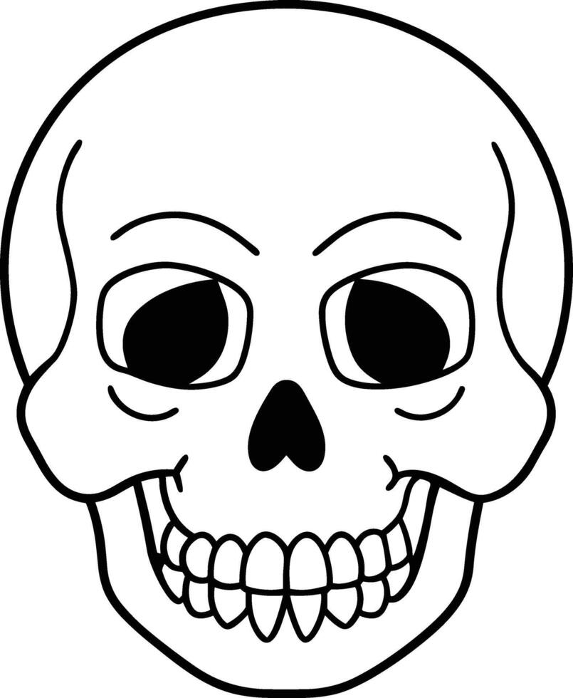 Human Skull Line Art - Creepy Halloween Skeleton Illustration vector
