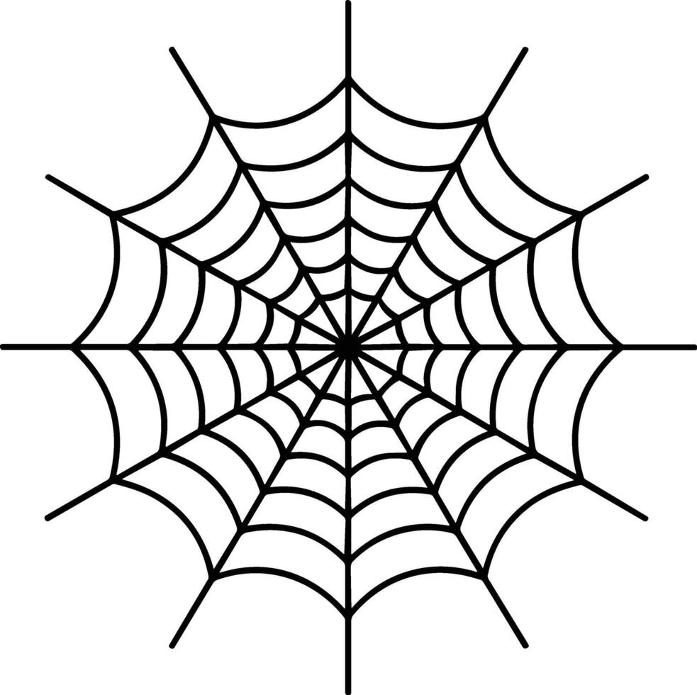 Geometric Spider Web Line Art - Minimal Halloween Cobweb Illustration vector