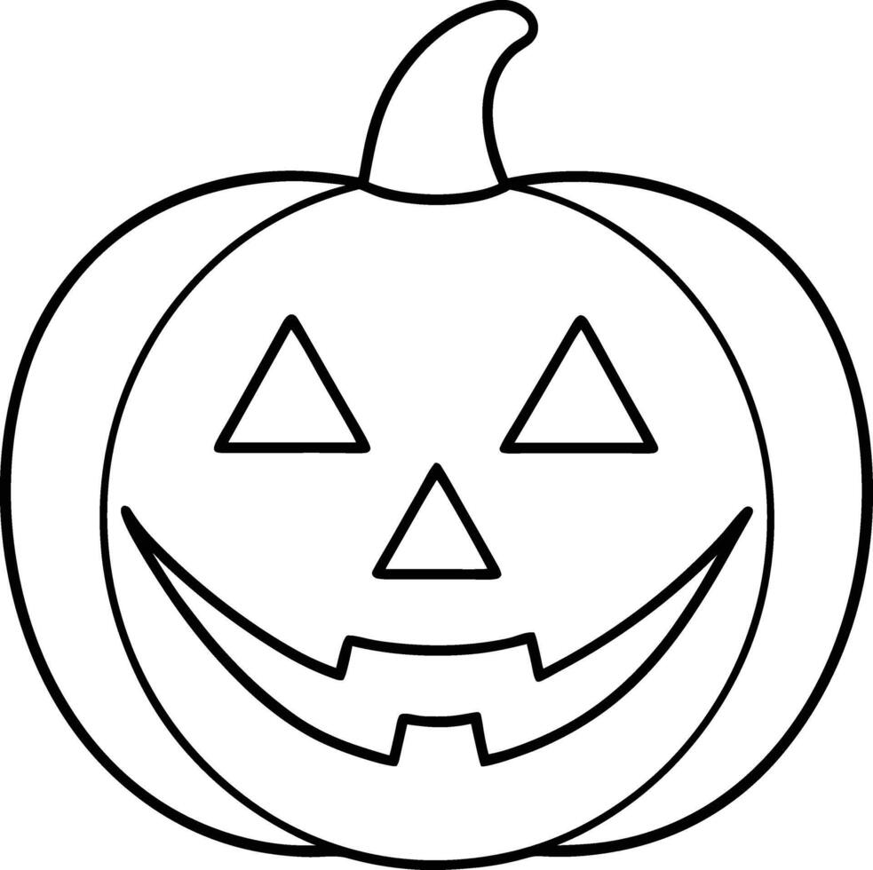 Smiling Jack-o'-Lantern Pumpkin Line Art for Halloween vector