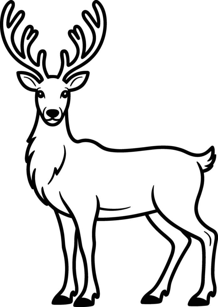 Elegant Reindeer Line Art - Minimal Christmas Deer Illustration vector