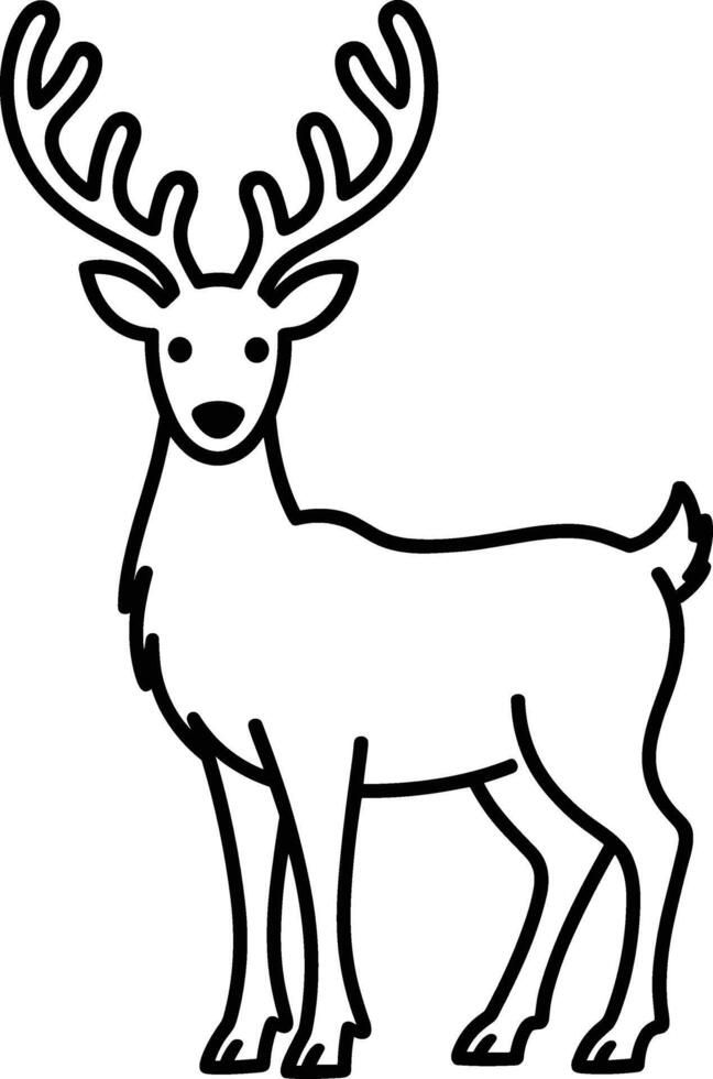 Symmetrical Reindeer Line Art - Minimalist Deer Outline for Christmas Design vector