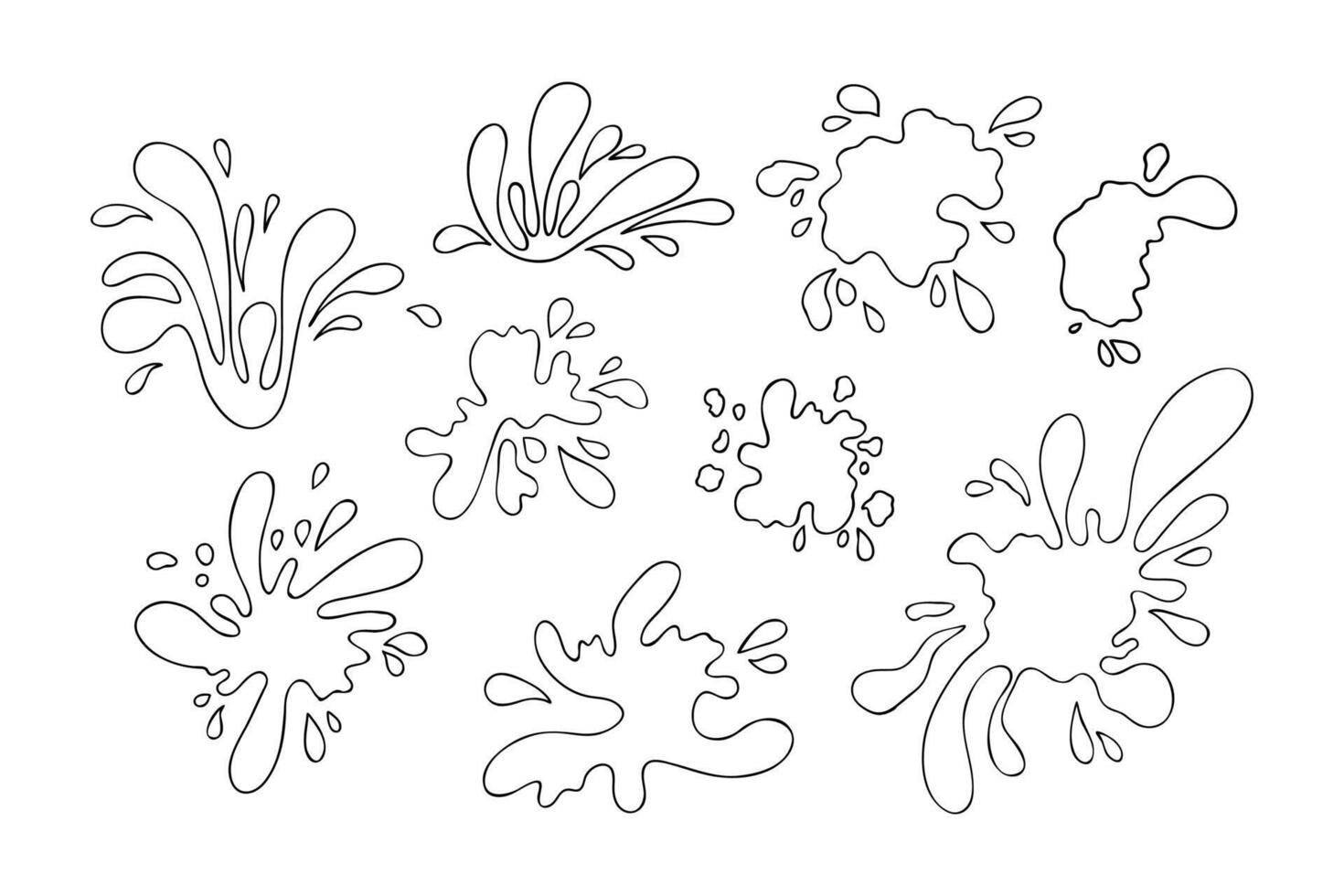 Set of Abstract Line Ink Blots, Illustration vector