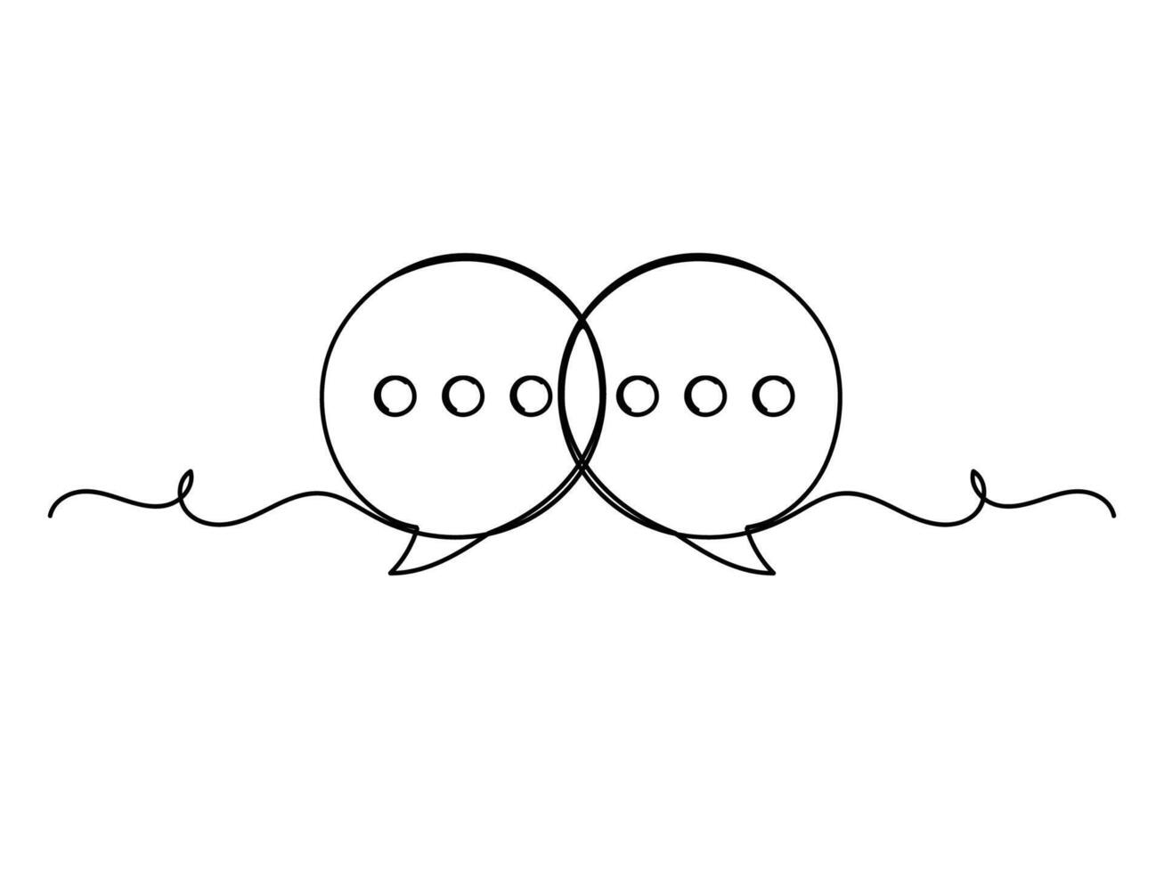 Continuous one line art shape speech bubble isolated flat design. vector