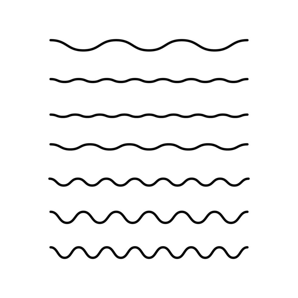Set of lines wavy shape isolated flat design. vector