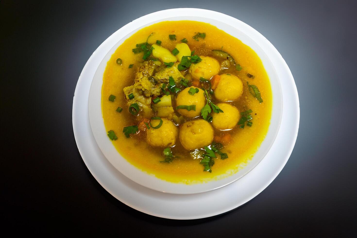 The iconic and traditional Paraguayan soup known as vori-vori or bori-bori, is the best soup in the world. Special soup for cold winter nights.. photo