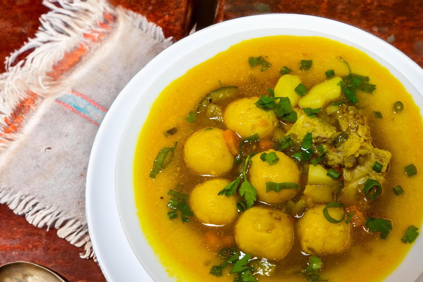 The iconic and traditional Paraguayan soup known as vori-vori or bori-bori, is the best soup in the world. Special soup for cold winter nights. great picture photo