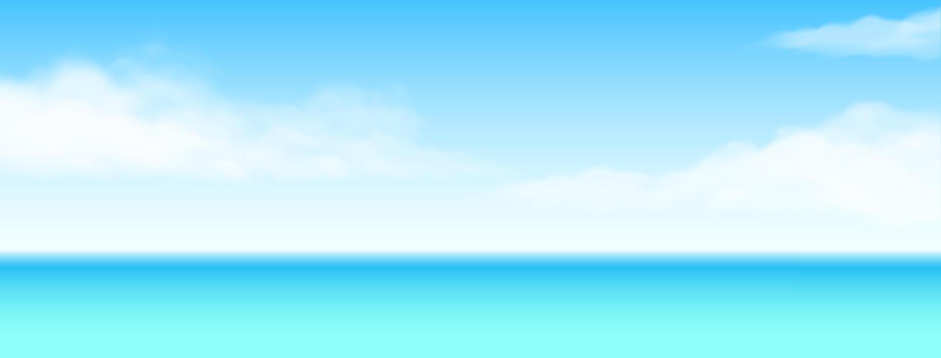 Minimalistic seascape illustration with a clear blue sky. Soft pastel tones create a calm and tranquil background. Ideal for backgrounds and design themes. vector