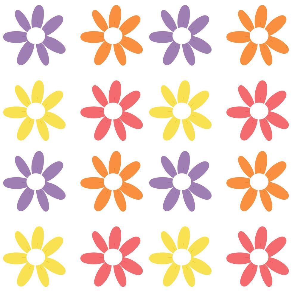 Seamless pattern cartoon flowers and leaves. cute botanical wallpaper and pattern for gift wrap paper vector