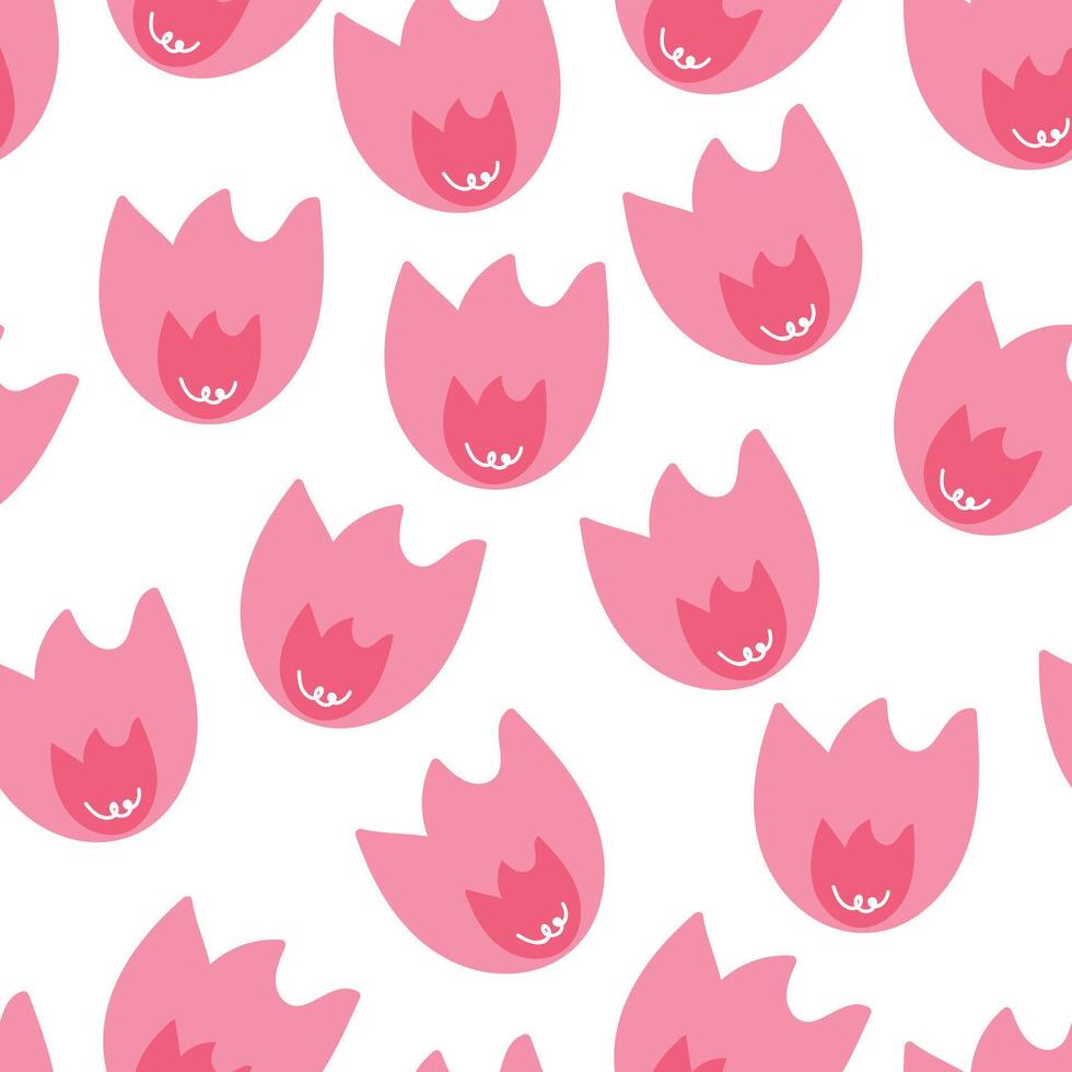 Seamless pattern cartoon flowers and leaves. cute botanical wallpaper, etc vector