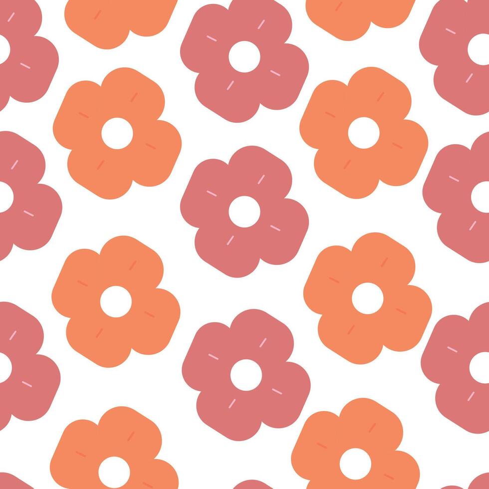 Seamless pattern cartoon flowers and leaves. cute botanical wallpaper vector