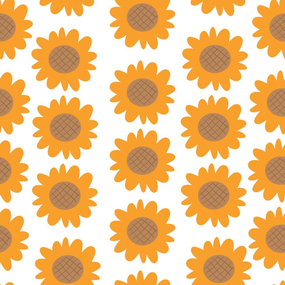Seamless pattern cartoon sun flowers and leaves. cute botanical wallpaper and pattern for gift wrap paper vector