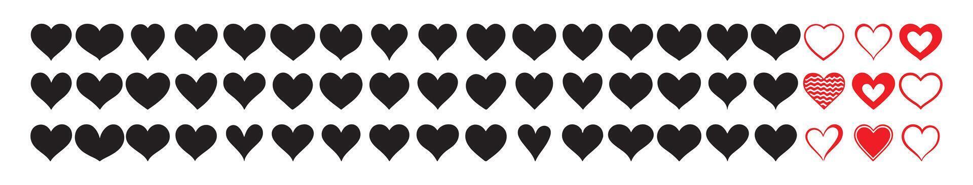 Set of Red and Pink Hearts on a White Background, Ideal for Valentine's Day Designs, Romantic Invitations, or Digital Scrapbooking vector