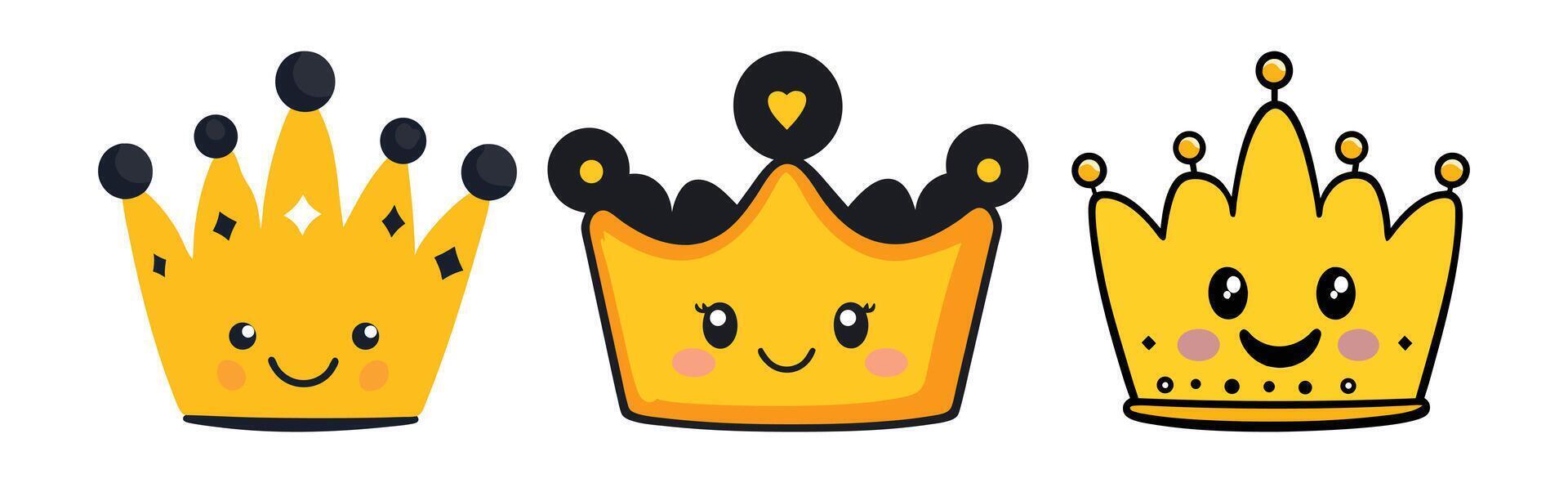 Cute Cartoon Crowns Pixel Art Royal Clipart for Kids Websites and Design Projects vector