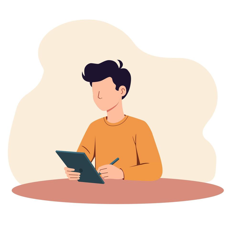 A young man are doing creative design work vector