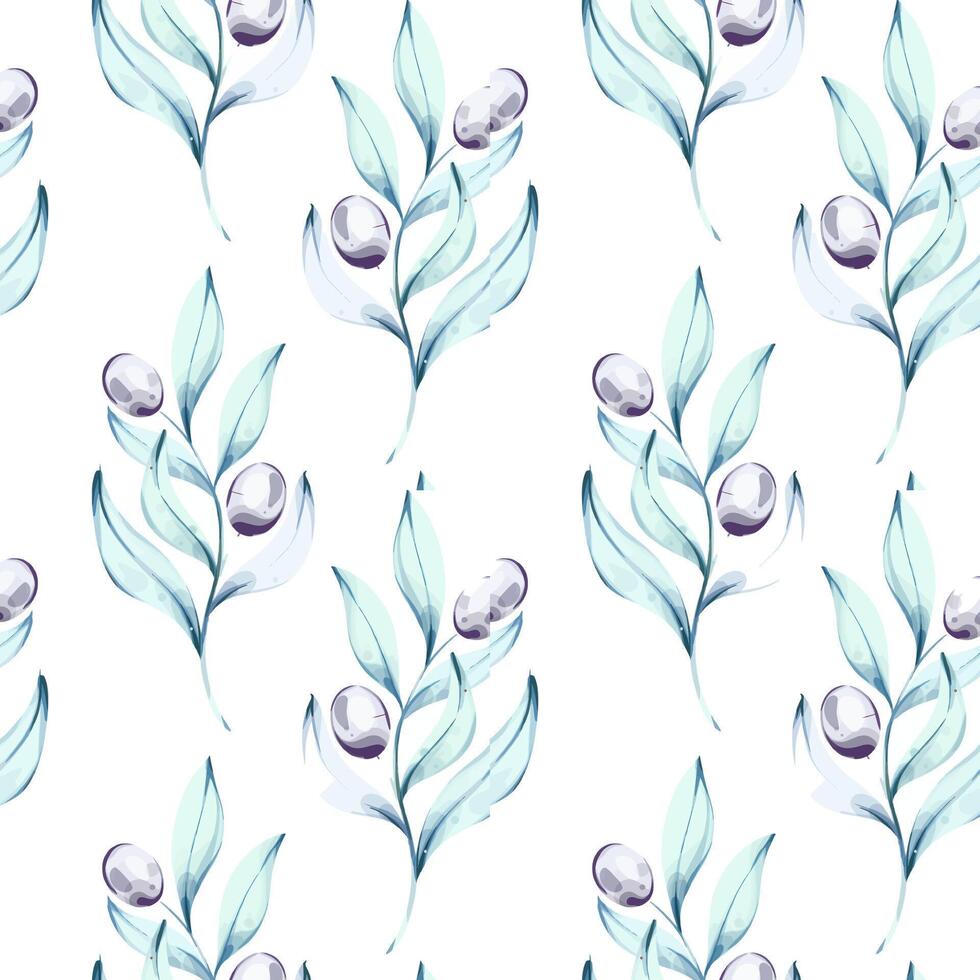 This seamless pattern features delicate illustrations of olives and olive oil capturing the essence of Italian cuisine and the natural beauty of these nutritious ingredients. vector