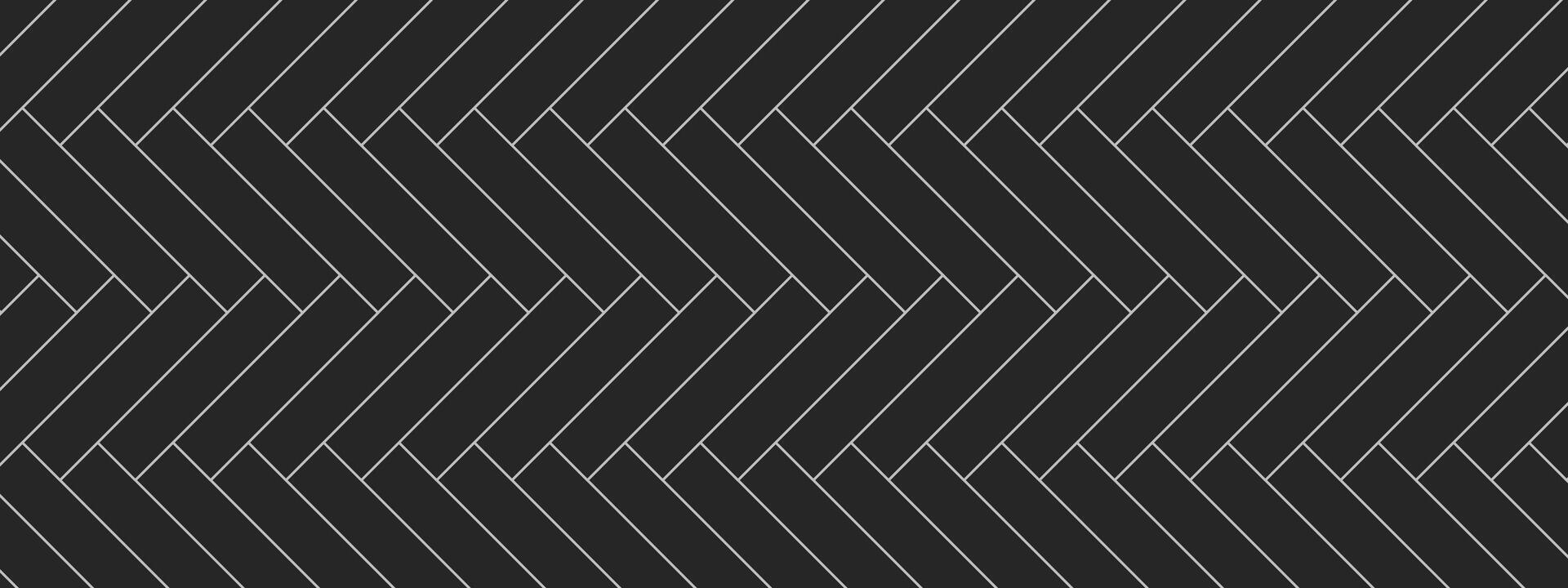 Herringbone tile pattern with black floor elements and white joints. Seamless texture suitable for backgrounds, prints, and templates. Simple linear structure. . vector