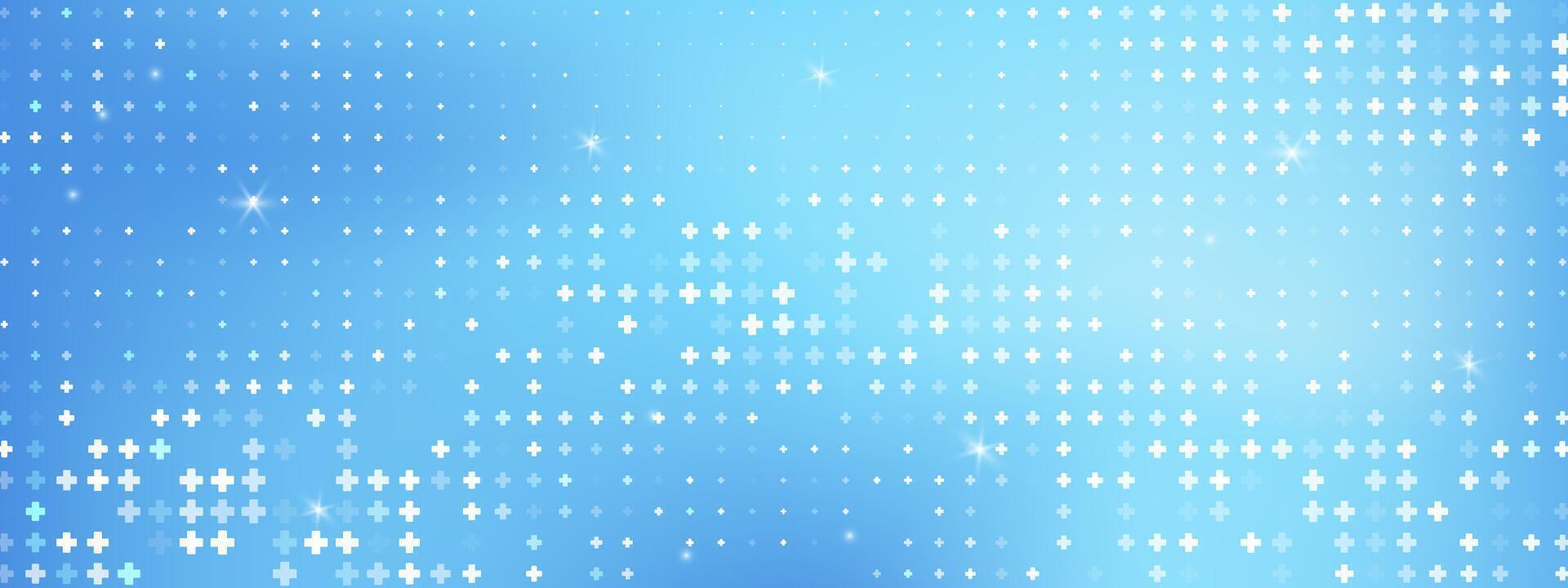 Seamless plus pattern with abstract health theme. Blue medical background for sign and layout use. Digital tech design element. illustration. vector