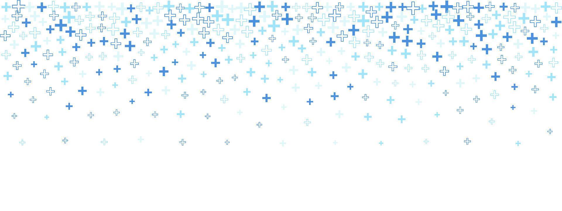 Seamless blue background with abstract plus pattern. Clean medical design with healthcare symbols in modern layout. Perfect for school and digital projects. vector