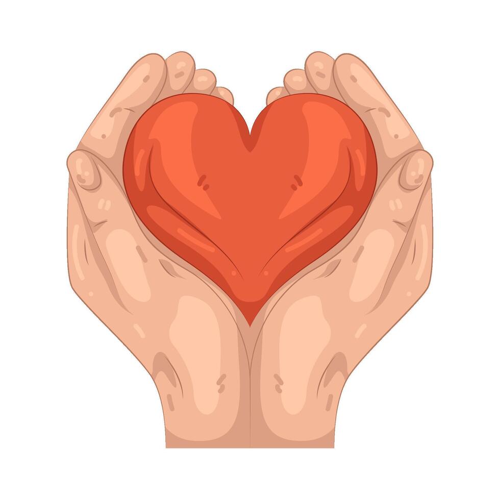 Illustration of heart on hand vector
