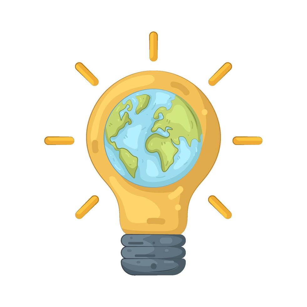 Illustration of earth on light bulb vector
