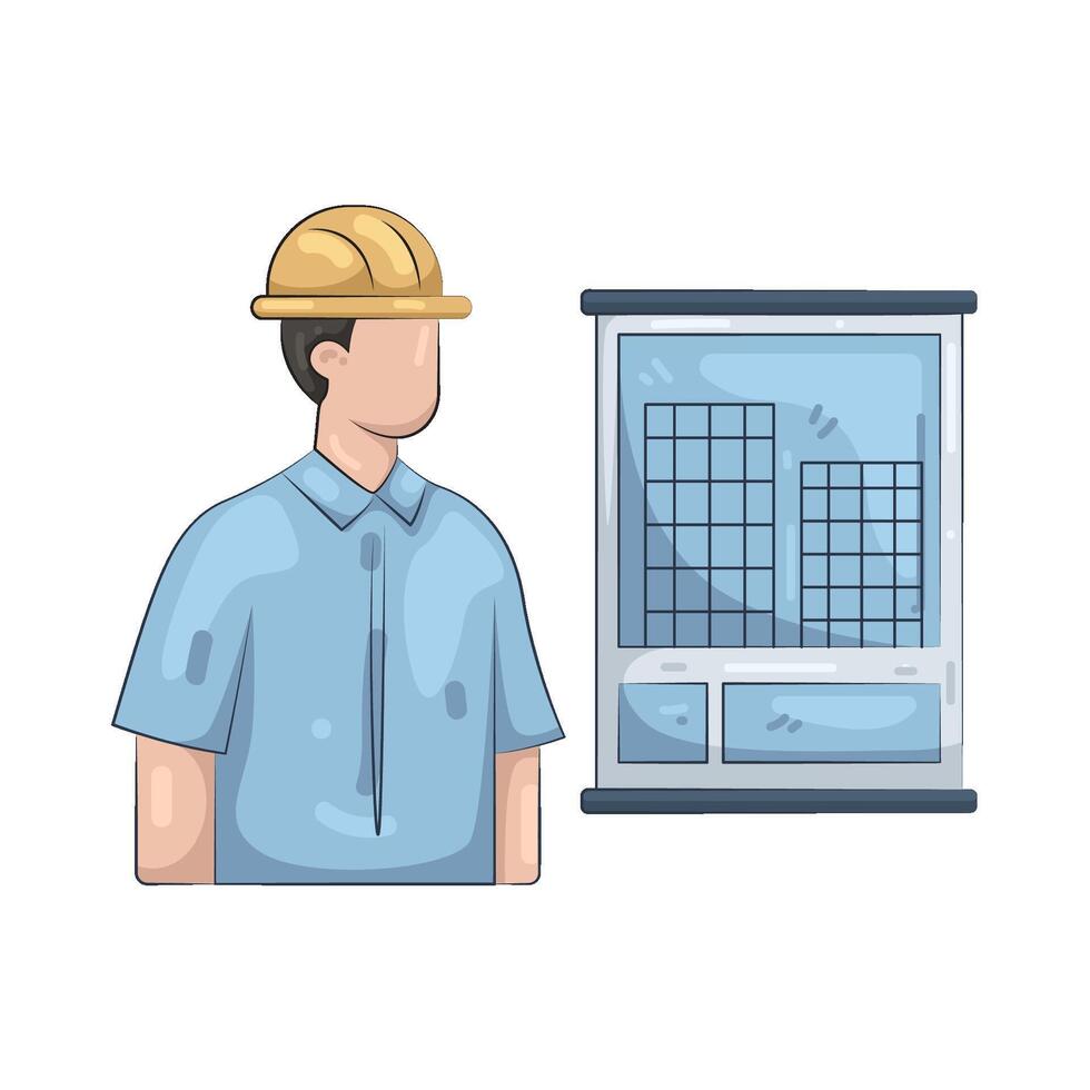 Illustration of architect wearing safety helmet vector