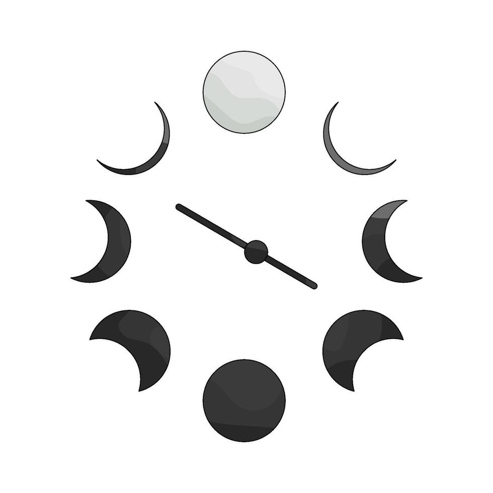 Illustration of moon phase clock vector