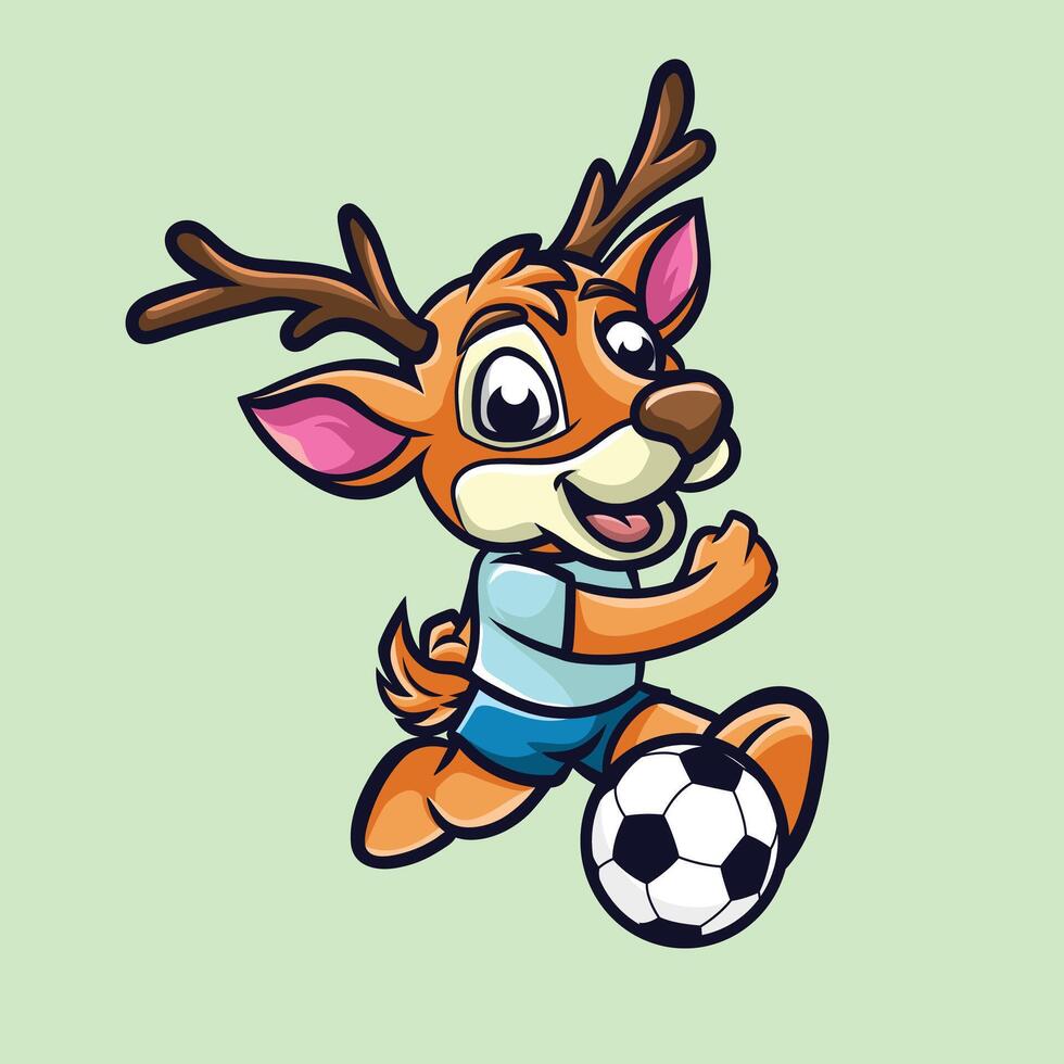 a cartoon deer playing soccer vector
