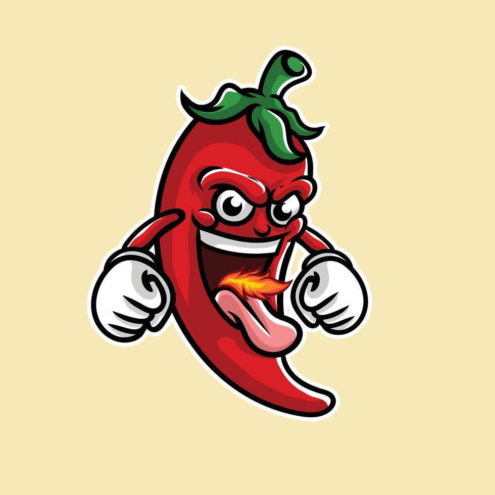 A cartoon chili pepper character with his tongue out vector