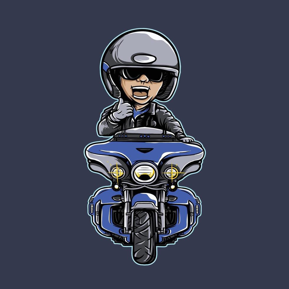 A cartoon character riding a motorcycle vector