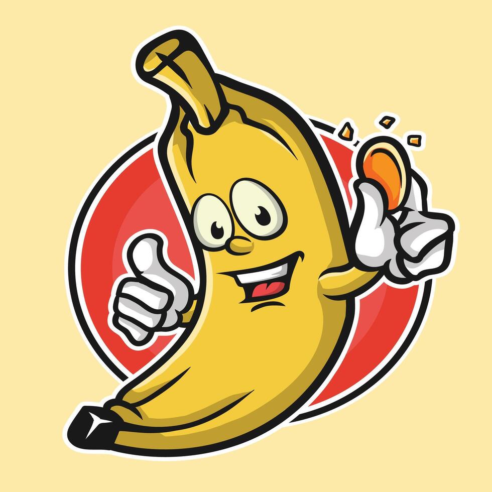 banana character with thumbs up and a smile vector