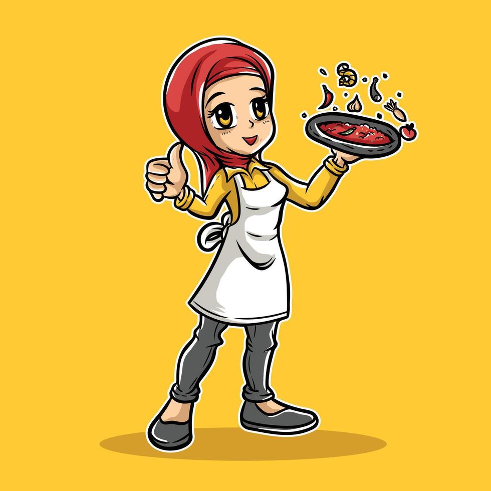 a cartoon woman holding a plate with food vector