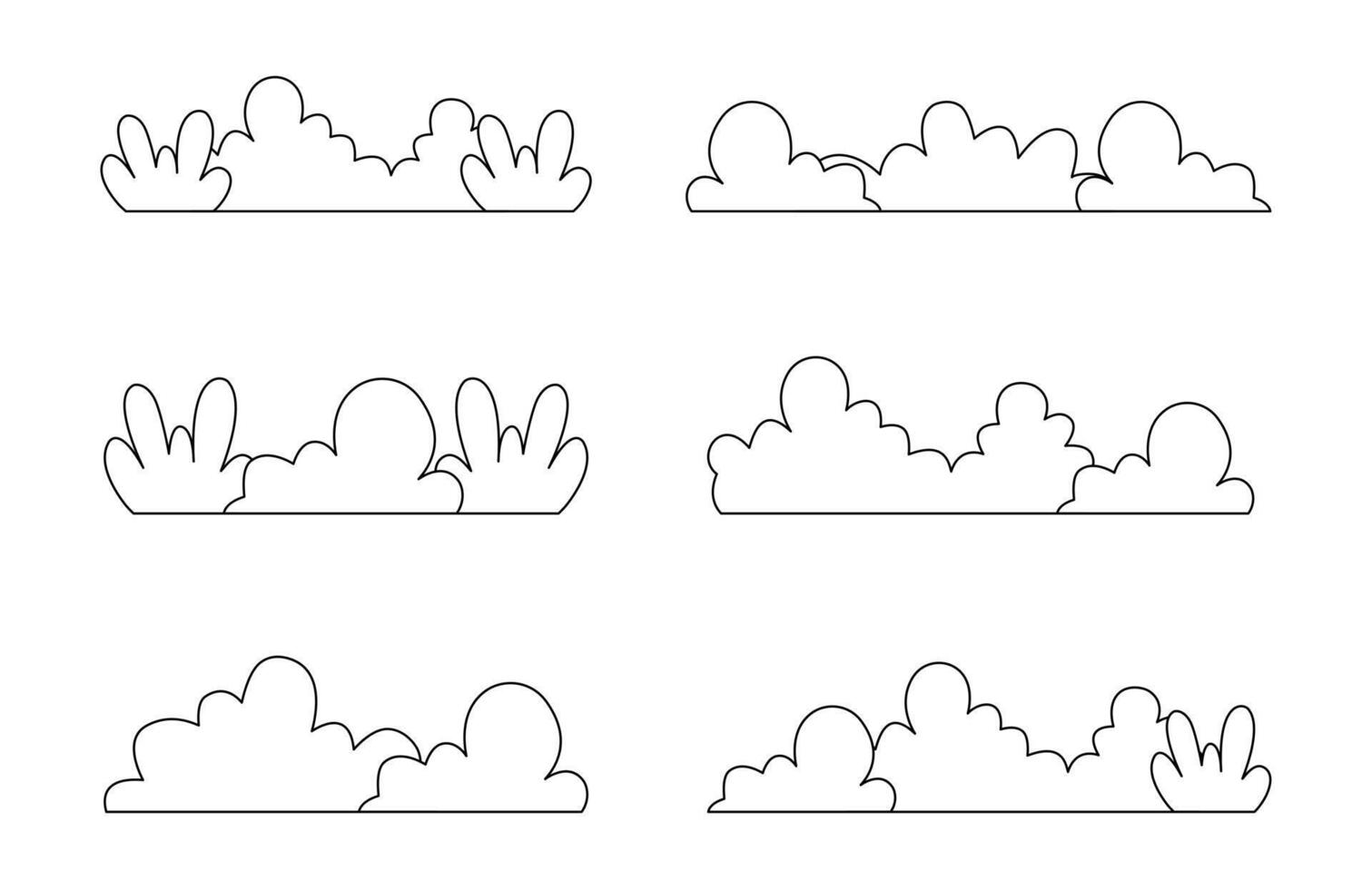 Shrubs and Bushes Outline Collection. Botanical Line Art. Minimal Illustration Bushes for Landscaping Design. vector