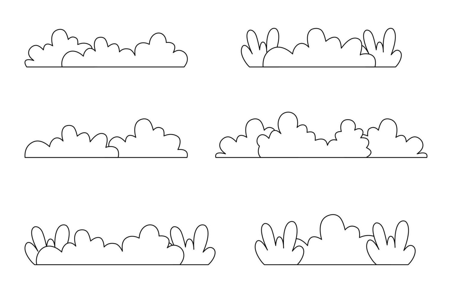 Shrubs and Bushes Outline Collection. Botanical Line Art vector