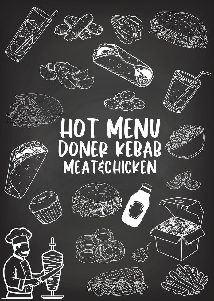 Hand drawn chalkboard menu provides simple and aesthetic menu design in restaurants and cafes. vector
