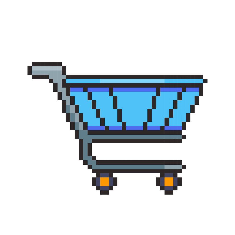 Pixel art Shopping Cart game asset design vector