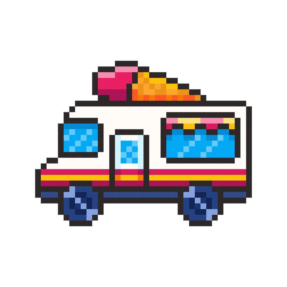 Pixel art Ice Cream Truck game asset design vector